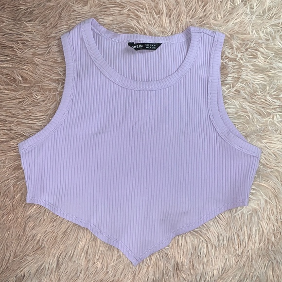 SHEIN Tops - SHEIN Lavender V Ribbed Crop Top S NEW